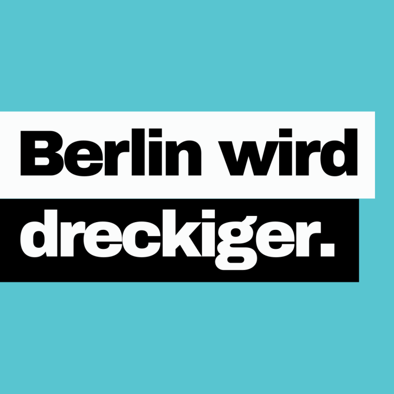 Kampagnenmotiv zur CDU Berlin mit Kritik an fehlender Müllvermeidung, Sperrmüllpolitik und ausbleibender Verpackungssteuer
