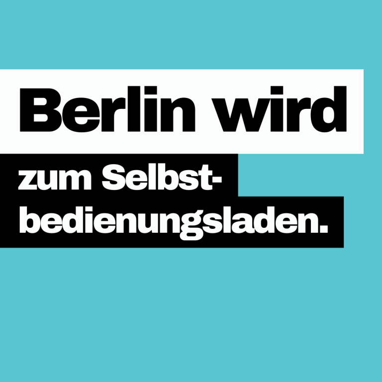Kampagnenmotiv zur CDU Berlin und der Fördergeldaffäre rund um den Umgang mit öffentlichen Mitteln in Berlin
